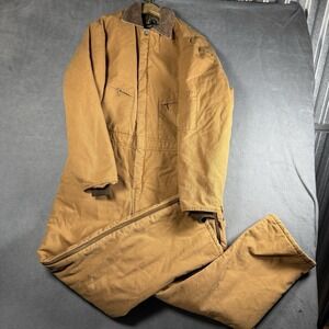 Berne Duck Insulated Coveralls Medium Short Brown Canvas Heritage Corduroy